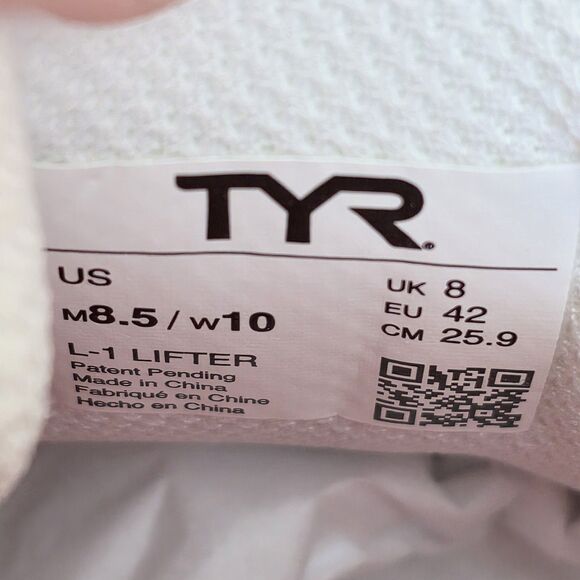 TYR L-1 Lifter Weightlifting Shoes White Grey Gum Men's Size 8.5 Women's 10 - Picture 7 of 7